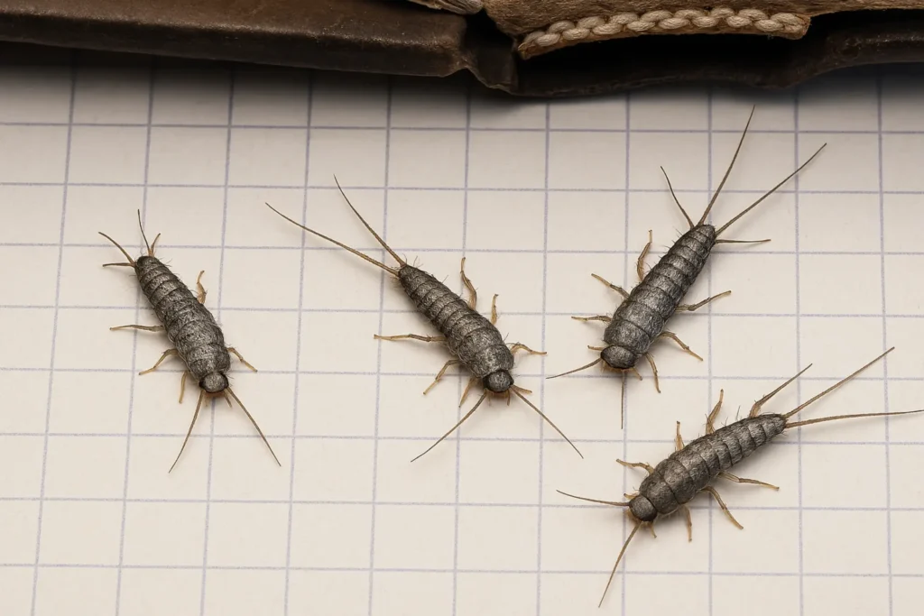 Several silverfish on graph paper