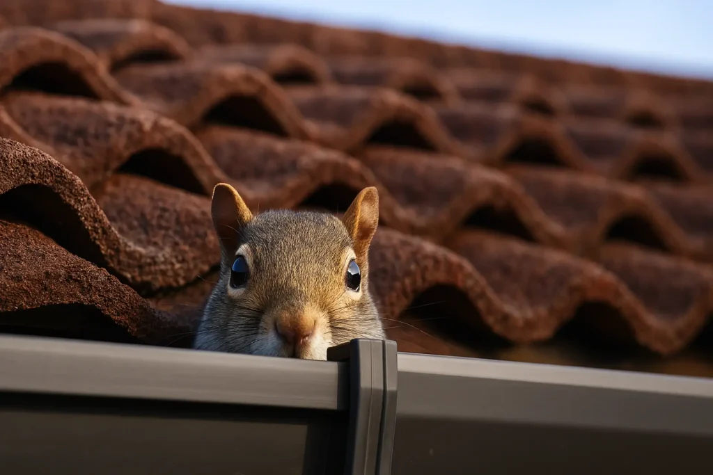 squirrel removal technician inspecting loft insulation in Wiltshire home