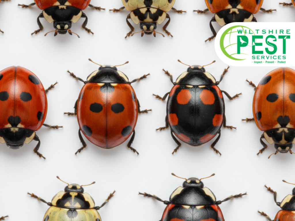 Different colour forms of the invasive harlequin ladybird species